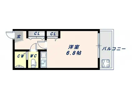 HESTA近大前(ワンルーム/1階)の間取り写真