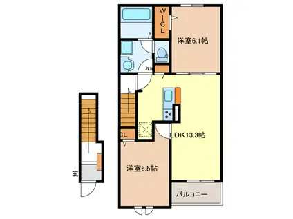 シェルト クレーテ津(2LDK/2階)の間取り写真