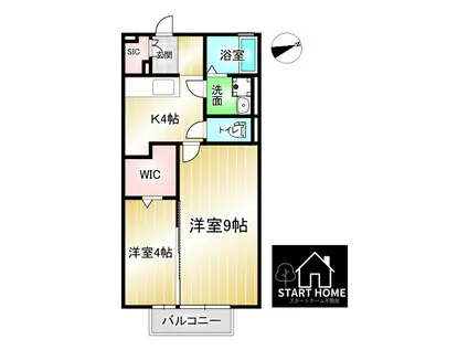 ディアコート弐番館(1LDK/2階)の間取り写真