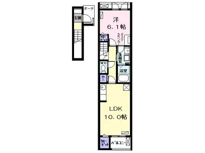 グランドール花の木 イースト(1LDK/2階)の間取り写真