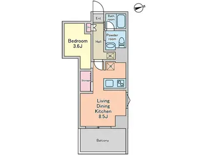 アリカ曳舟2(1LDK/2階)の間取り写真
