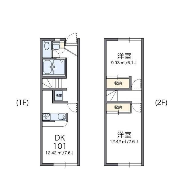 レオパレスドミール赤砂(2DK/1階)の間取り写真