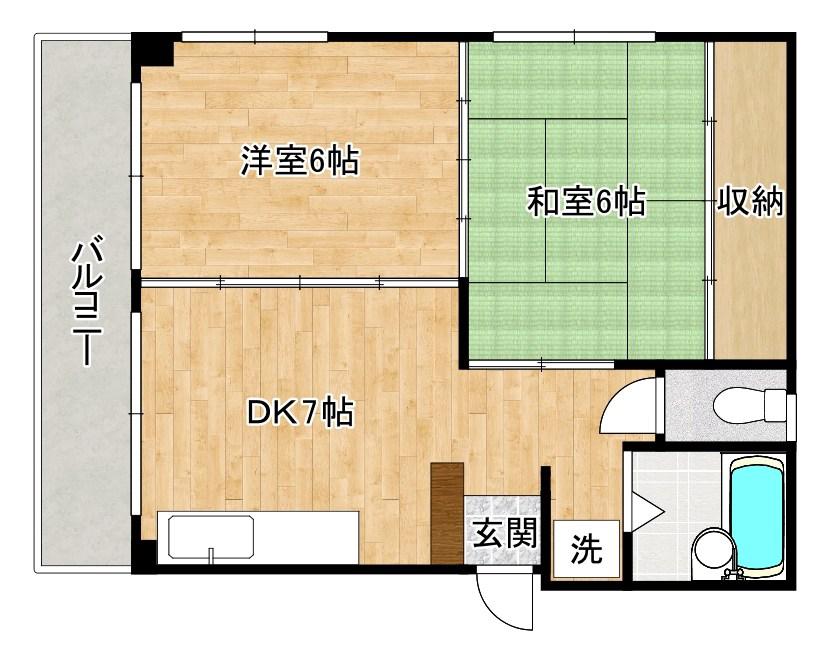 横山ハイツ(2DK/3階)の間取り写真