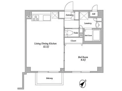 ラクラス下井草(1LDK/3階)の間取り写真