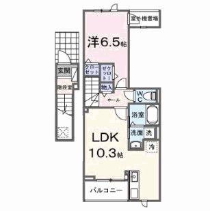 EXCEED宝塚(1LDK/2階)の間取り写真