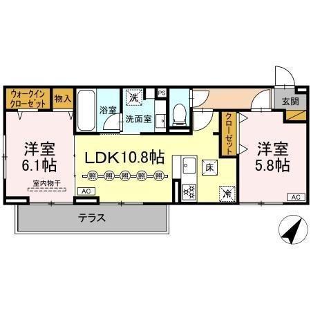 リベラル(2LDK/2階)の間取り写真