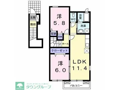 ＪＲ吾妻線 渋川駅 徒歩37分 2階建 築17年(2LDK/2階)の間取り写真