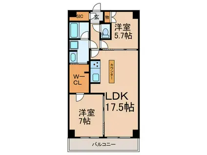 ザケンジントンレンジデンスときわ台(2LDK/1階)の間取り写真