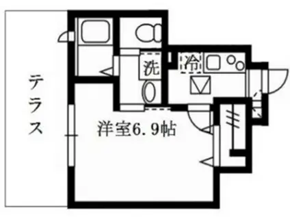 プルミエール若林(1K/1階)の間取り写真