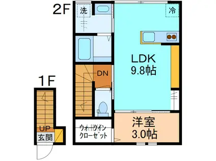 HERIOS中川原ドゥ(1LDK/2階)の間取り写真