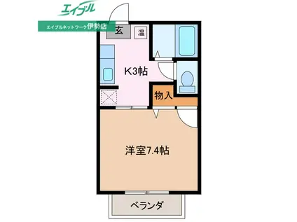 メゾン岡本(1K/2階)の間取り写真