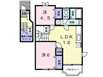 ブールバールII(2LDK/2階)の間取り写真