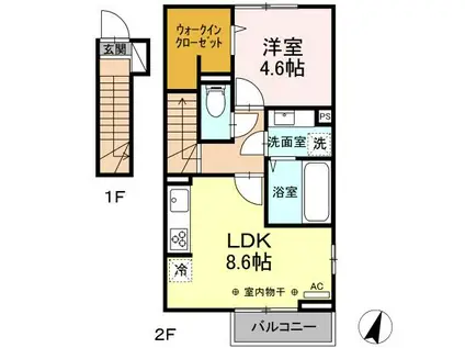 サフィール富士見台(1LDK/1階)の間取り写真