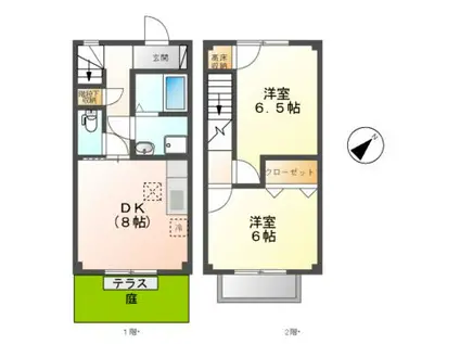 リジェール・アッシュ(2DK/2階)の間取り写真