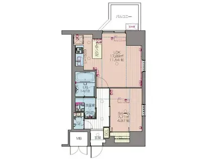 VINOプレジオ本町(1LDK/6階)の間取り写真