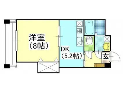 ピュール・セレネ表町(1DK/3階)の間取り写真