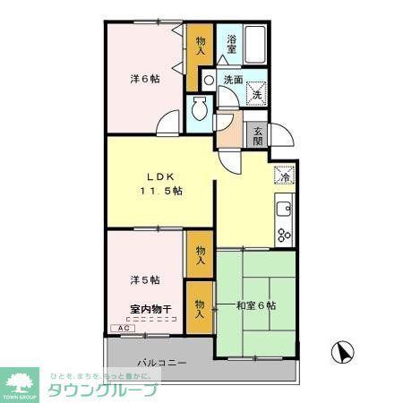 ヴァンベール神山Ⅱ(3LDK/3階)の間取り写真