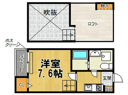アルベロアルト(1SK/2階)の間取り写真