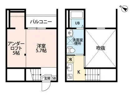 ロッククリスタル小木田(1K/1階)の間取り写真