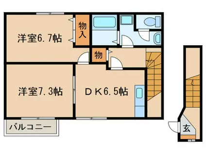 コータ・コート(2DK/2階)の間取り写真