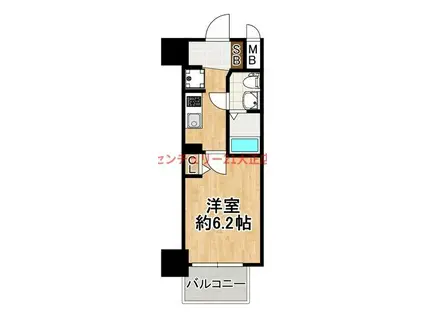 エグゼ大阪CITYツヴァイ(1K/2階)の間取り写真