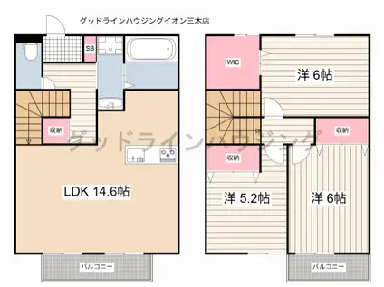 ザ・ニューブライト大島(3LDK/1階)の間取り写真