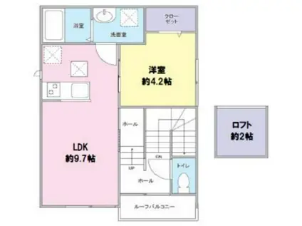 SOLLUNA(1LDK/2階)の間取り写真