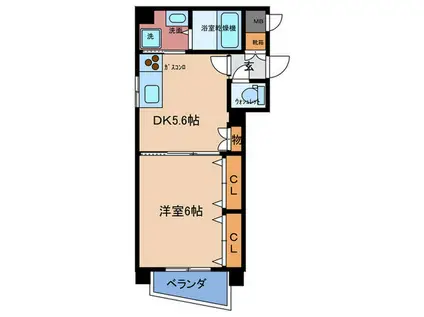 グレース中崎(1DK/4階)の間取り写真