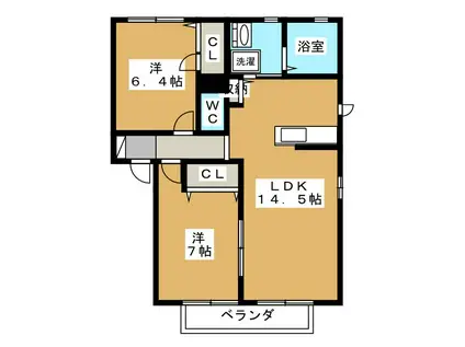MASTTOWN三本柳III A(2LDK/1階)の間取り写真