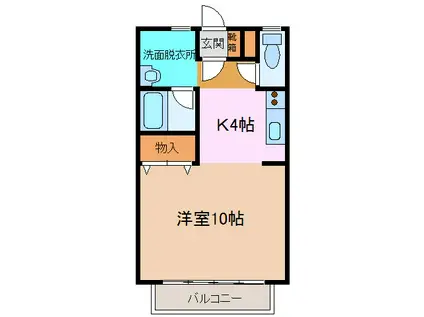 マンション高森B棟(1K/2階)の間取り写真