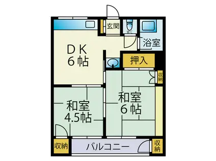 第1岩室アパート(2DK/1階)の間取り写真
