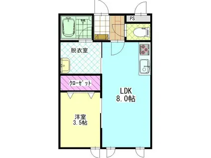 HOUSE YURI(1LDK/2階)の間取り写真