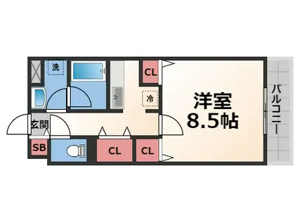 ルシェロノルテ(1K/1階)の間取り写真