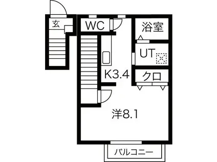 IXIA(1K/2階)の間取り写真