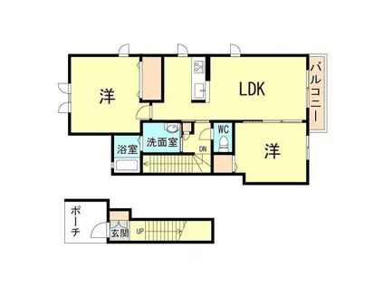 ハーベスト白水(2LDK/2階)の間取り写真