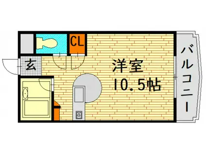 OPUS II(ワンルーム/3階)の間取り写真