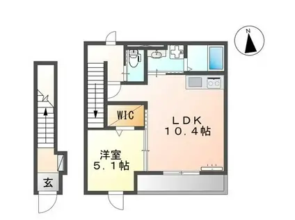 ネオハイム(1LDK/2階)の間取り写真