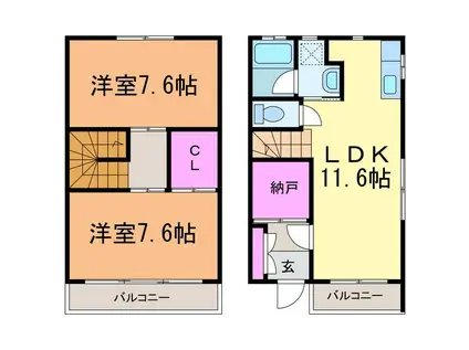 CLAP CLAP(2LDK/1階)の間取り写真