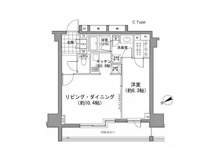 パークハビオ八丁堀(1LDK/10階)の間取り写真