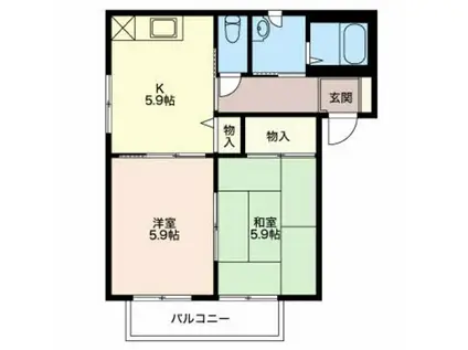 バリュージュコスモA(2DK/2階)の間取り写真