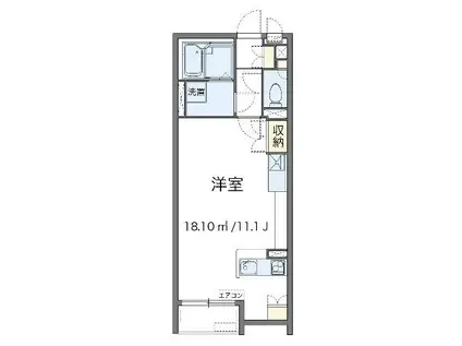 フロレゾンB(ワンルーム/1階)の間取り写真