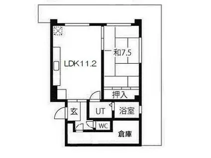 高島グリーンハイツ(1LDK/1階)の間取り写真