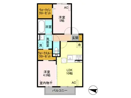 プレシャス渋川(2LDK/1階)の間取り写真