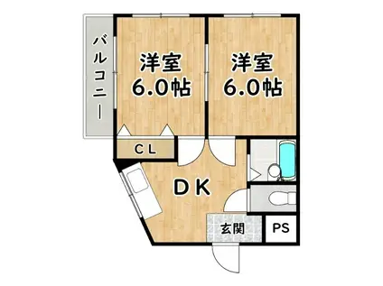 勝栄マンションパート3(2DK/2階)の間取り写真