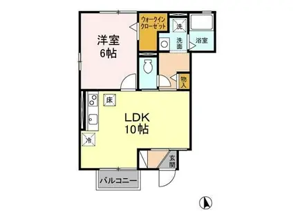 ウィスタリアガーデンA・B(1LDK/1階)の間取り写真
