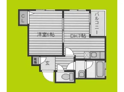 長居大発マンション(1DK/4階)の間取り写真