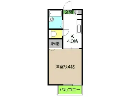 アメニティ土居 B棟(1K/2階)の間取り写真