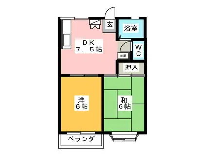 コーポコスモス(2DK/1階)の間取り写真