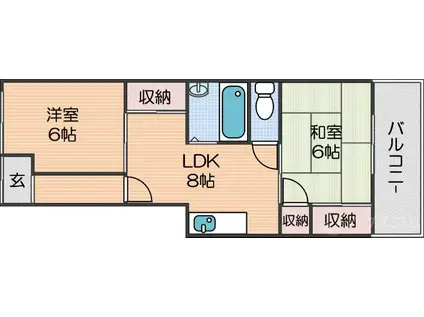 アーニング西加賀屋1号館(2LDK/1階)の間取り写真