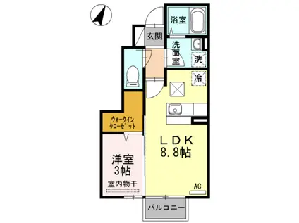 マシェリ ハウス(1LDK/1階)の間取り写真